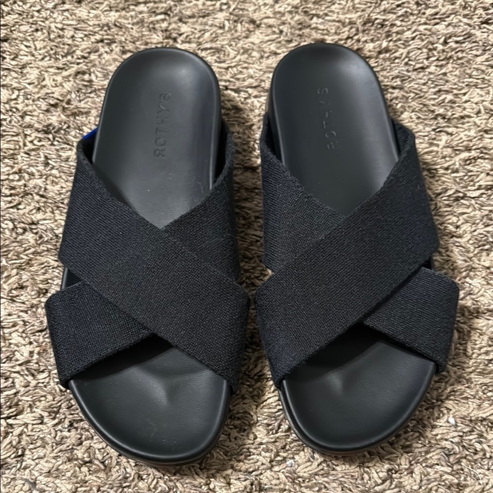 Rothys Stylish Black Slide Sandals